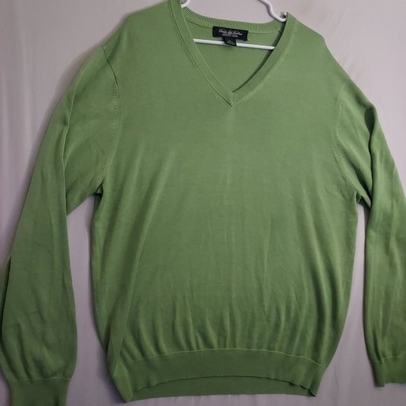 Brooks Brothers Sweater Mens Extra Large Silk Blend V Neck Country Club Green - Picture 2 of 8